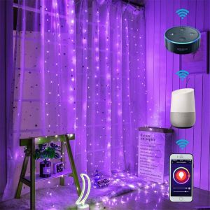 LED Curtain Lights Window Lights Remote APP Timer Colors Pink Green Blue Purple
