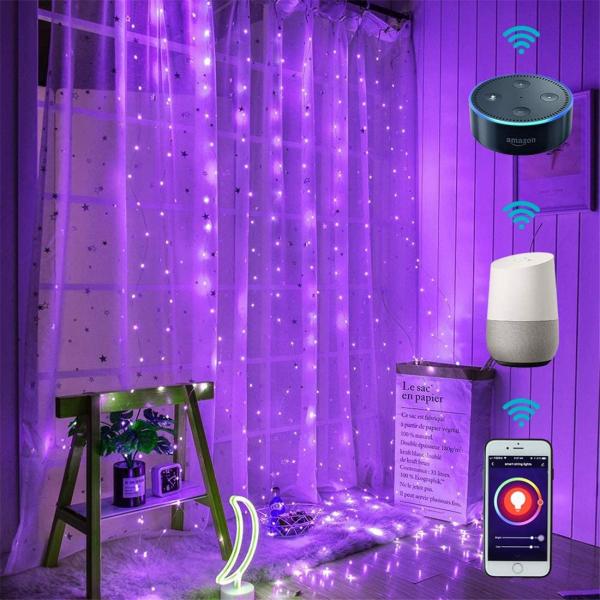 LED Curtain Lights Window Lights Remote APP Timer Colors Pink Green Blue Purple