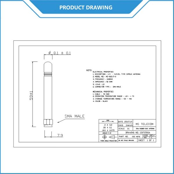 External Cellular / LTE (NB-IoT) Connector Mount Antenna