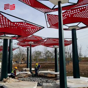 Metal Pavilion for Outdoor Sculpture and Public Art Unique Rose-Shaped Abstract