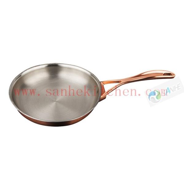 Frying pan with material titanium and copper claded ,thickness 1.5mm and diamter