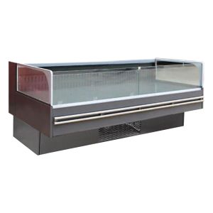 Fan Cooling Display Chiller for Supermarket with Transparent Glass Endpanels for