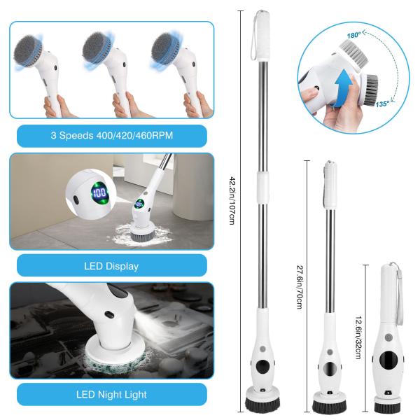 Multifunction Electric Rotating Scrubber Brush Tile Cleaning Automatic