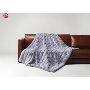 Stripe Rabbit Throw Faux Animal Fur Blanket Super Soft With Custom Logo Light