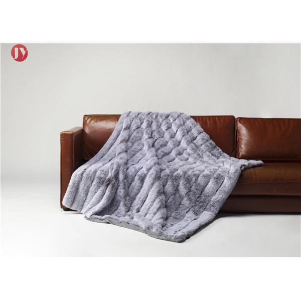 Stripe Rabbit Throw Faux Animal Fur Blanket Super Soft With Custom Logo Light