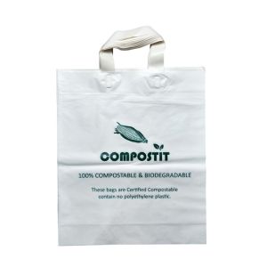 China Custom Printed Reusable Compostable Shopping Bags With Soft Loop Handle on sale