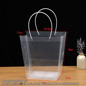 Customized Transparent Trapezoid PP Bag Plastic Clear Flower Packing Bag With