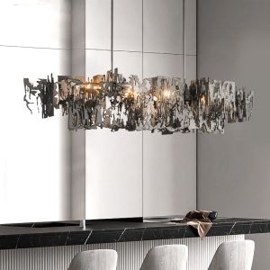 Modern Designer metal fragment Art Chandelier Rectangle Kitchen Island Hanging