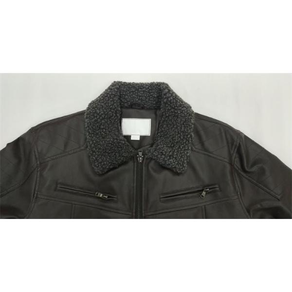 Men'S Cotton Padded Jacket Winter Faux Leather Pu Motorcycle