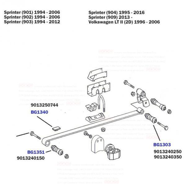9013250744 Rubber Rear Leaf Spring Bushing for Mercedes Sprinter W901 W902 W903 W904
