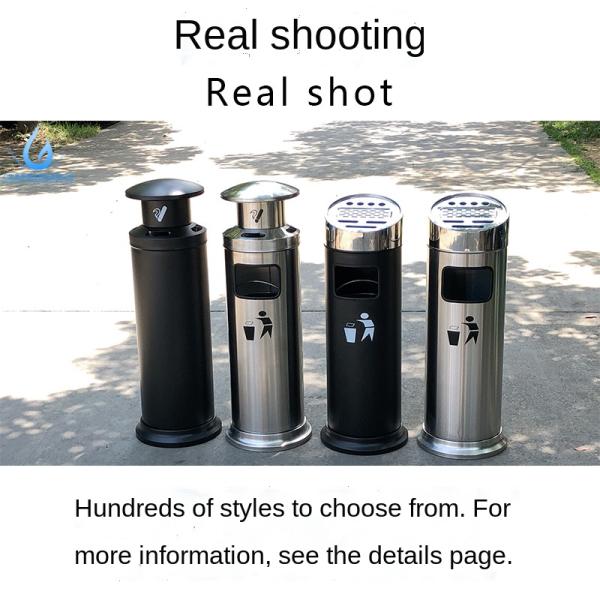 Thicken and Fixable Ground Column Smoking Area, Cigarette Butt Column, Public Stainless Steel Smoke Eliminator Trash Can
