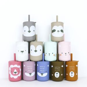 Silicone Drinking Cup With Straw For Baby Training BPA Free Food Grade Silicone