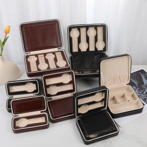 Portable Leather Watch Box With Multi Slot Design Velvet Lining
