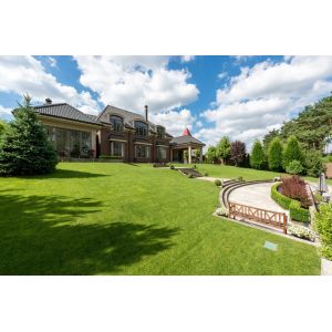 4 Tones Color Green With Brown Garden Artificial Grass Turf UV Resistant