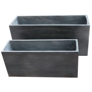 Matte Rectangle Fiber Clay Planter With Drainage Holes