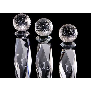 China Golf Event Crystal Trophy Cup With Inside 3D Laser Golf Figure OEM Available on sale