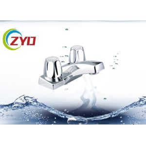 China Bright Surface Deck Mount Faucet , Brass Body Two Handle Faucet For Kitchen on sale
