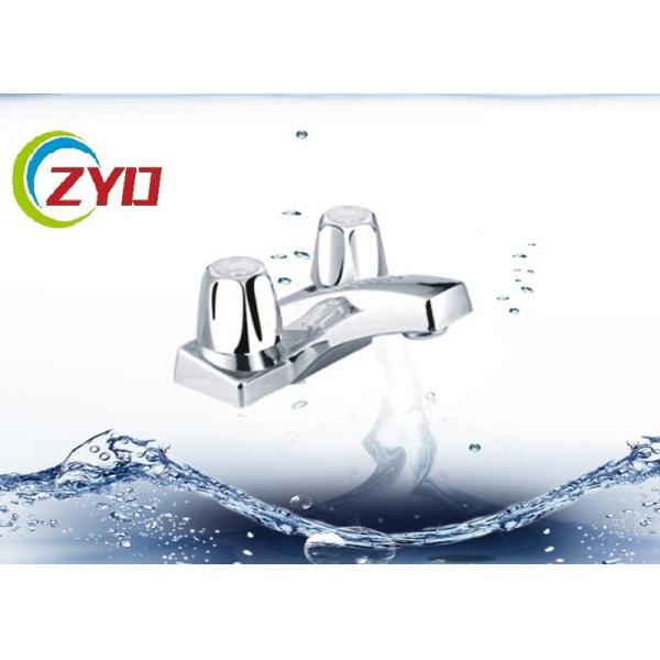 Quality Bright Surface Deck Mount Faucet , Brass Body Two Handle Faucet For Kitchen wholesale