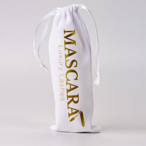 Quality Custom Logo Velvet White Eyelash Drawstring Packaging Bag For Cosmetic wholesale