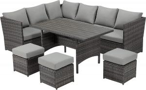 China Patio Furniture Set Outdoor Sectional Sofa Conversation Set All Weather Wicker Rattan Couch Dining Table & Chair on sale