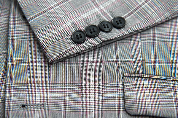 Male Custom Tailored Suits 2 Piece Light Grey Check Autumn Spring