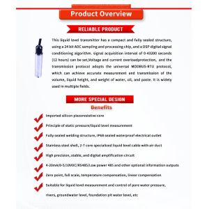Advanced Water Level Transmitter with 5VDC Supply and 0.5-100m Measurement Range