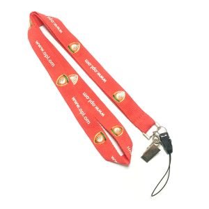 Colorful Logo Custom Flat Polyester Lanyard With Phone String / Metal Clip