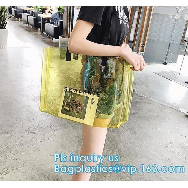 Plastic Waterproof Beach Bag, satchel handbag with a purse for women, Pockets And Zipper See Through PVC Tote Bag, carry
