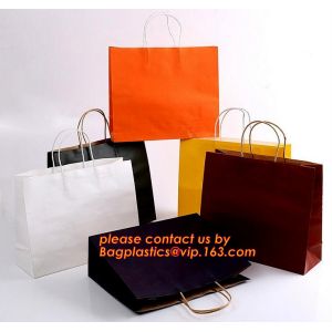 Recycle eco friendly Brown flat bottom shopping kraft paper bag With Paper