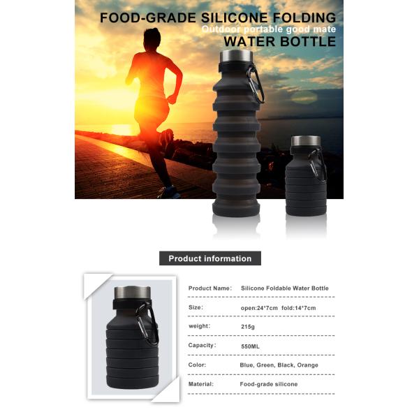 550ml Sport Silicone Portable Foldable Water Bottle