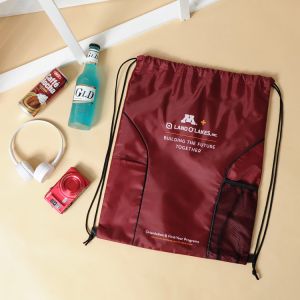 Custom Printed 190T Nylon Red Gym Drawstring Packaging Bags