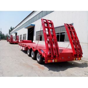 China 12 tires wide load low bed trailer for civil machinery haulage low loader trailer on sale