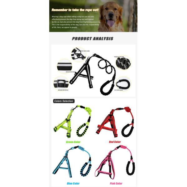 Adjustable Reflective Pet Dog Harness With Nylon Leash Outdoor Training For Small Medium Large Dogs