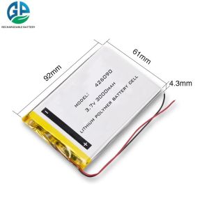 High Discharge Lithium Polymer Battery 426090 3.7v 3000mah Flat Rechargeable