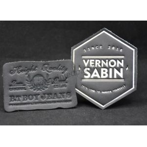 Small Black Custom Leather Clothing Labels Debossed For Jeans