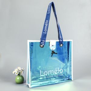 sustainable recyclable Holographic Clear Tote Bag With Leather Handle Iridescent