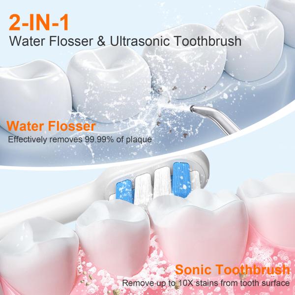 Portable 2-in-1 Teeth Cleaning Kit Electric Toothbrush & Water Flosser Combo for