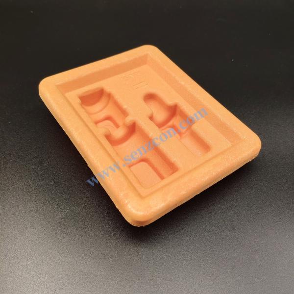 Quality High-end precision hardware parts, pulp molding, orange base, environmentally friendly and degradable, scratch-resistant and shock-proof, made of sugarcane pulp through wet pressing process wholesale