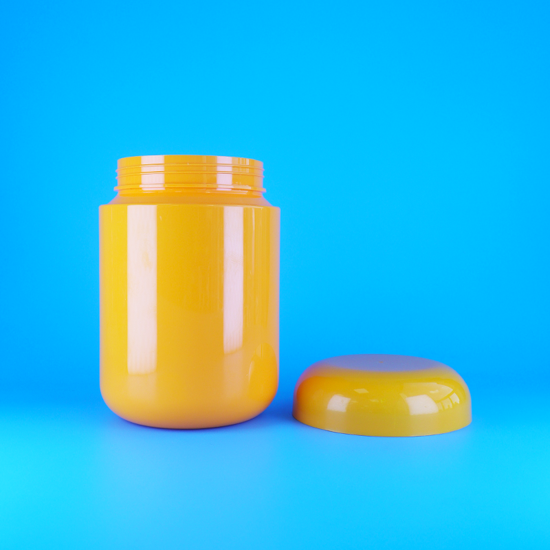 Round Shape Food Grade Orange Plastic PET Screw Flat Orange Cap Cookies Candy