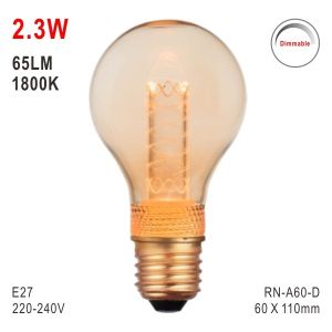 E27 A60 Bulb, Deco Light, LED Bulb, Fashionable Glass Bulb, Candle Light