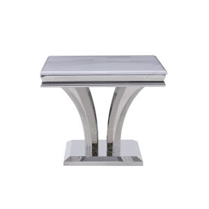 Marble Top End 201 Stainless Steel Side Tables Retangular Shape