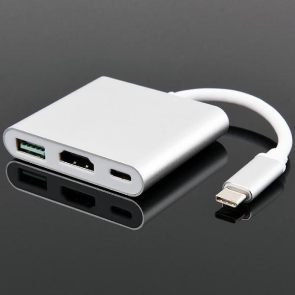 Multi - Function Type - C To VGA Converter , Vga + HUB + PD Three - In - One