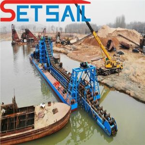 Dredging Depth 7m-20m Multi Color Bucket Chain River Mining Boat with Trommel