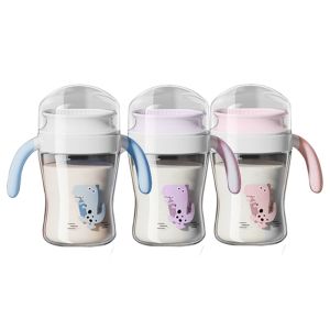 Leak Proof  Kids Cartoon Starter Sippy Cup For 7 Month Old With Handle