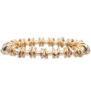 Gold Silver Mix Special Designed Ring Stretchy Handmade Beads Bracelets With 4mm Tiny Shiny Glass Pearl