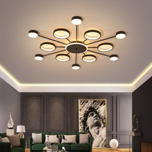 Gold chandelier LED round chandelier For Living Bedrom Lights Remote Control