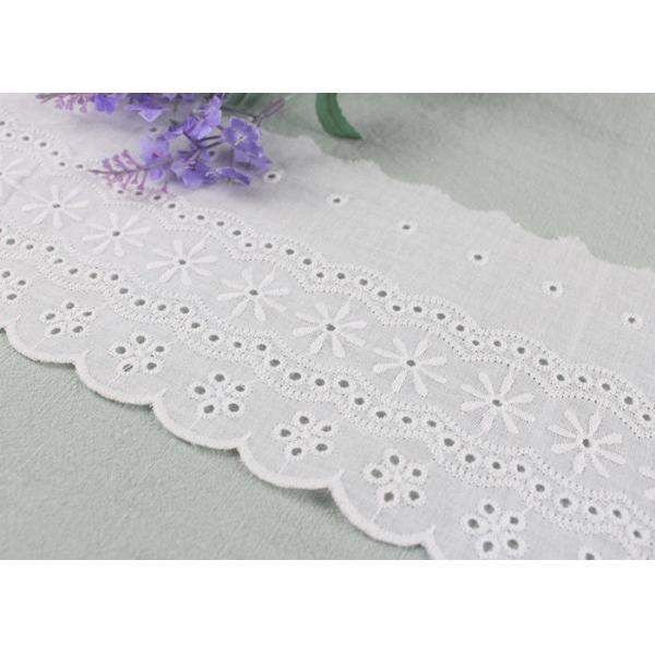 Embroidered Flower Eyelet Cotton Lace Trim With Azo Free Organic 13cm Width