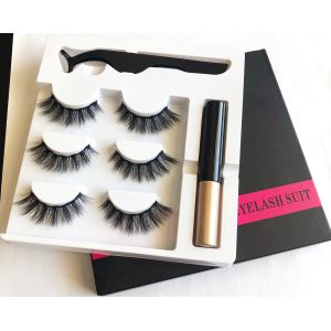 Cheap 3D Silk Natural Black Magnetic False Lashes With Flexible Band for sale