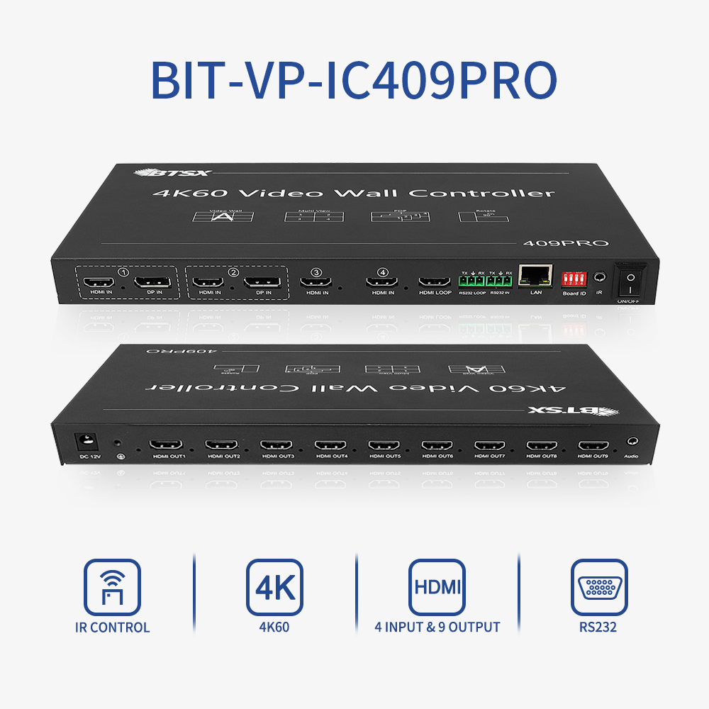 Cheap 4 Input 9 Output Video Wall Controller for Large Scale Multi-Screen Displays for sale