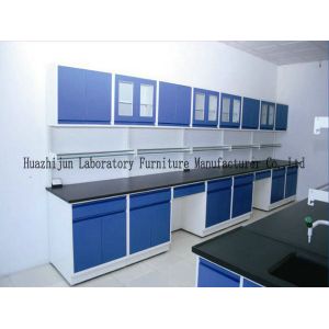 Hight Adjustable Laboratory Desk Furniture Island Bench 2 Layers Reagent Shelf